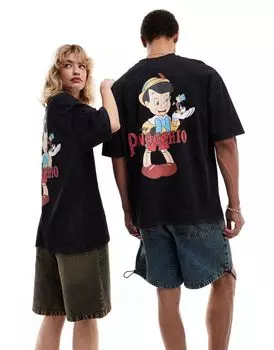 Черная футболка унисекс с принтом «Пиноккио» ASOS DESIGN Disney