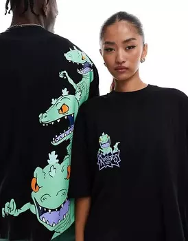 Черная футболка унисекс с принтом Rugrats Reptar и объемным кроем ASOS DESIGN