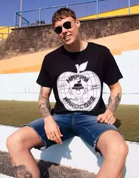 Черная футболка унисекс с рисунком Happy Hardcore Batch1