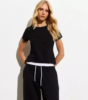 Черная футболка узкого кроя с круглым вырезом New Look, черный