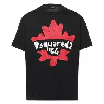 Черная футболка в клетку 64 Maple Leaf Box Fit Dsquared2, черный