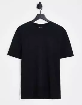 Черная футболка в рубчик ASOS DESIGN