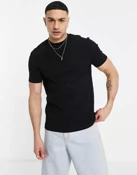 Черная футболка в рубчик ASOS DESIGN