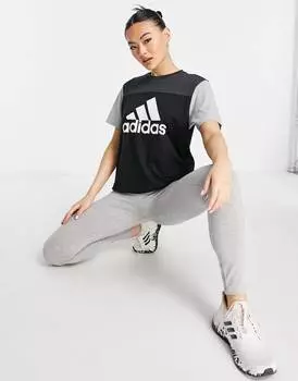 Черная футболка в стиле колор-блок adidas Sportswear
