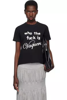 Черная футболка «Who TF» VAQUERA