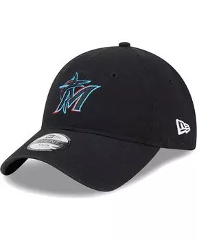 Черная Гибкая кепка Little Boys and Girls Miami Marlins Team 9Twenty New Era, черный