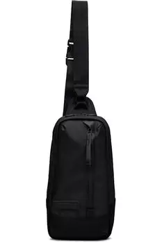 Черная гладкая кожаная сумка-слинг master-piece