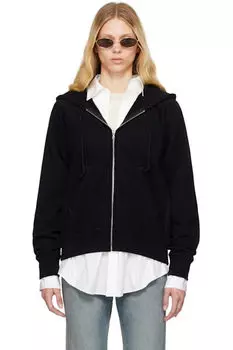 Черная гладкая мягкая толстовка с капюшоном на молнии Bd AURALEE