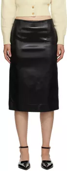 Черная глянцевая юбка-миди Recto