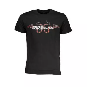 Черная хлопковая футболка cavalli CLASS