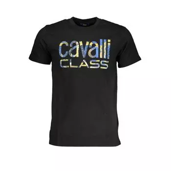 Черная хлопковая футболка cavalli CLASS