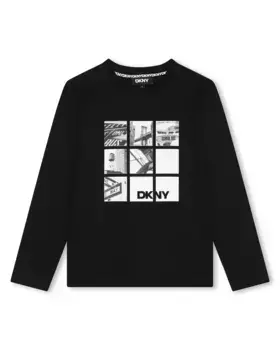 Черная хлопковая футболка для мальчика DKNY