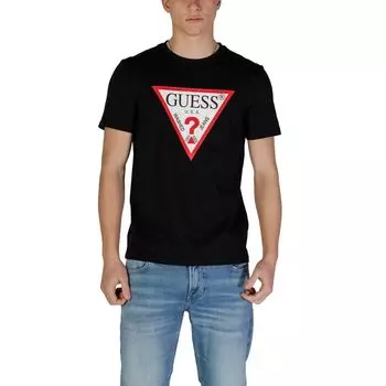 Черная хлопковая футболка GUESS