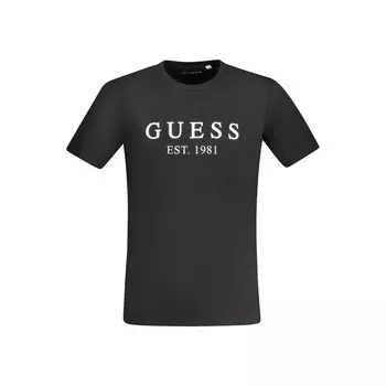 Черная хлопковая футболка Guess Shoes