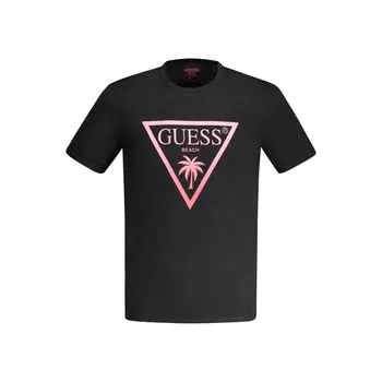 Черная хлопковая футболка Guess Shoes