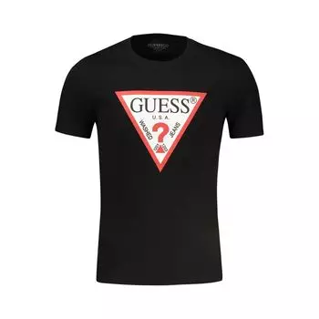 Черная хлопковая футболка Guess Shoes