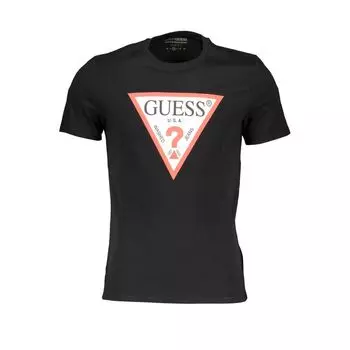 Черная хлопковая футболка Guess Shoes, черный