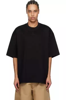 Черная хлопковая футболка Overfit WOOYOUNGMI