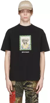 Черная хлопковая футболка Palm Angels