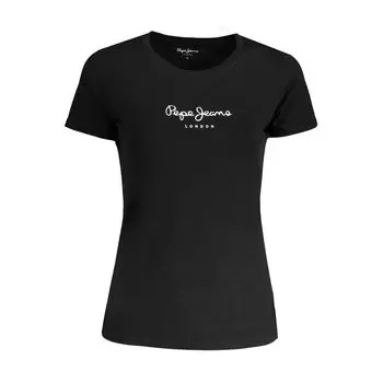 Черная хлопковая футболка Pepe Jeans, черный