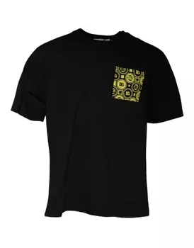 Черная хлопковая футболка с коротким рукавом и принтом логотипа Dolce & Gabbana
