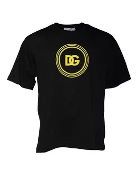 Черная хлопковая футболка с круглым вырезом и принтом логотипа Dolce & Gabbana