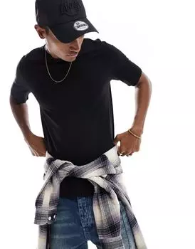 Черная хлопковая футболка с круглым вырезом Jack & Jones Essentials