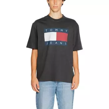 Черная хлопковая футболка Tommy Jeans