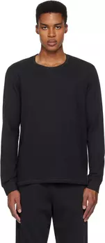 Черная хлопковая классическая футболка с длинным рукавом SKIMS