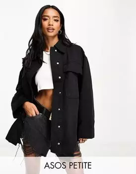Черная хлопковая Куртка с карманами ASOS DESIGN Petite