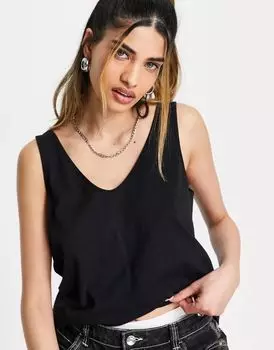 Черная хлопковая майка с круглым вырезом ASOS Ultimate — ЧЕРНАЯ