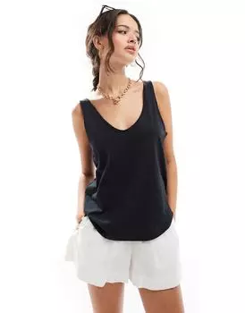 Черная хлопковая майка с овальным вырезом ASOS DESIGN Ultimate - ЧЕРНАЯ