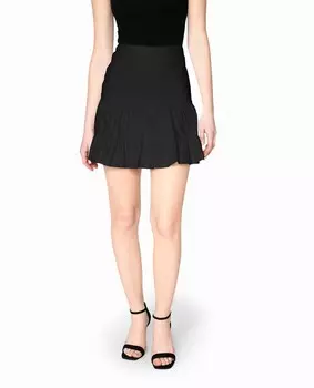 Черная хлопковая мини-юбка с металлическим воланом Nicole Miller, черный