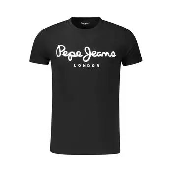 Черная хлопковая мужская футболка Pepe Jeans, черный
