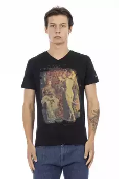 Черная хлопковая мужская футболка Trussardi