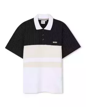 Черная хлопковая рубашка-поло для мальчиков BOSS Kidswear, чёрный