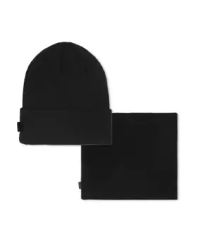 Черная хлопковая шапка и снуд для девочки Karl Lagerfeld Kids