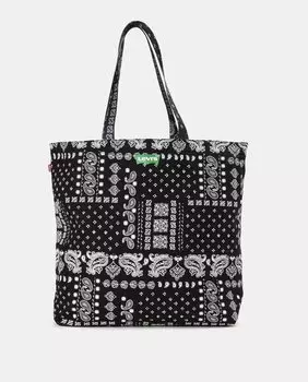 Черная хлопковая сумка-тоут с принтом и средней ручкой Levi's, черный