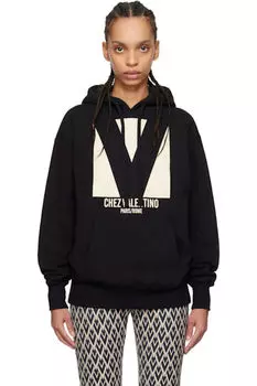 Черная хлопковая толстовка с принтом «Chez Valentino»