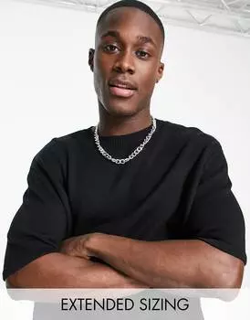 Черная хлопковая трикотажная футболка с круглым вырезом средней плотности ASOS DESIGN