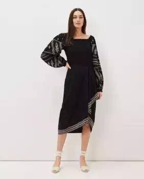 Черная хлопковая юбка-миди Phase Eight