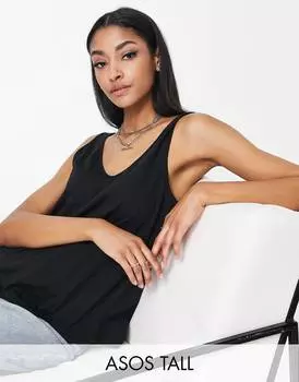 Черная хлопковая жилетка с круглым вырезом ASOS DESIGN Tall Ultimate - BLACK
