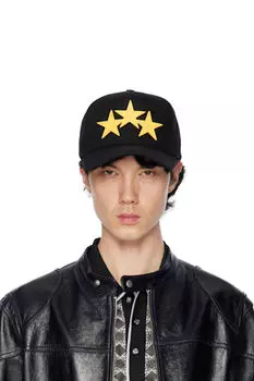 Черная холщовая кепка с тремя звездами AMIRI