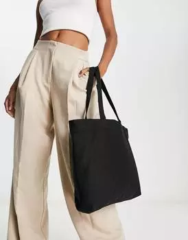Черная холщовая сумка-шоппер с отделением для ноутбука ASOS DESIGN