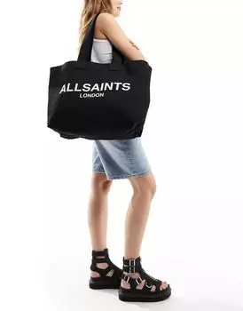 Черная холщовая сумка-тоут AllSaints Ali