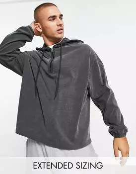 Черная худи оверсайз на молнии ASOS DESIGN