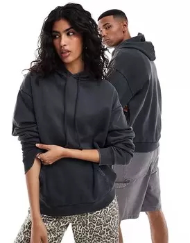 Черная худи оверсайз с кислотной потертой ASOS DESIGN Essential
