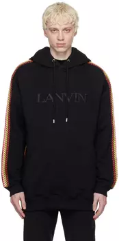 Черная худи с бордюром по бокам Lanvin