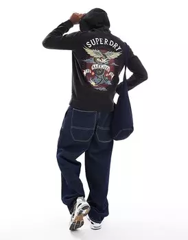 Черная худи с графическим принтом Superdry