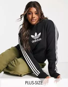 Черная худи с трилистником adidas Originals Plus 'centre stage'